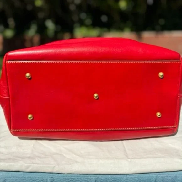 Auth Dooney & Burke Red Florentine Leather Large Barlow Zip Tote Satchel - Picture 5 of 16